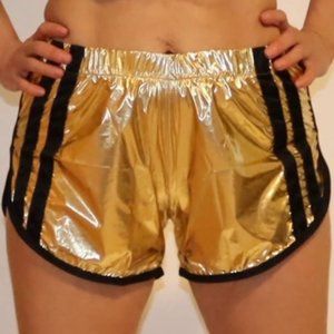Roller Girl Retro Style Shorts Shiny Gold PVC Womens Size Small